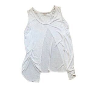 Aritzia Wilfred Tank Top T-shirt Rayon Sleeveless Split Back Open Off White XXS